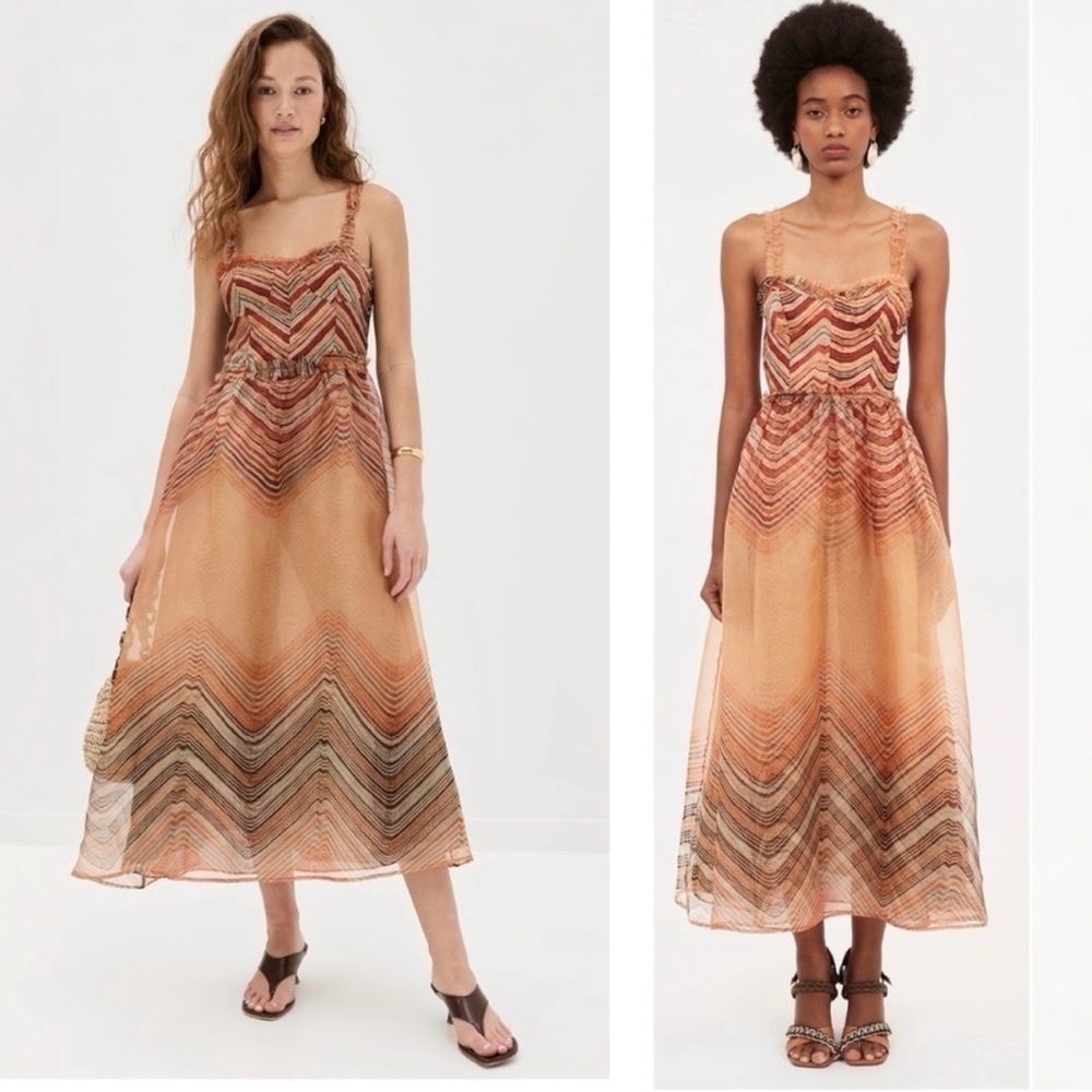 Ulla Johnson Women’s Gisele Silk Watercolor Print Sleeveless Midi Cocktail Dress - Picture 6 of 13